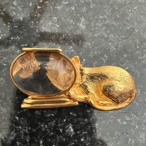 Goldtone marked JJ Cat and Fish brooch